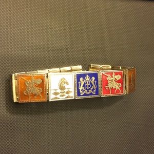 Vintage chess themed bracelet